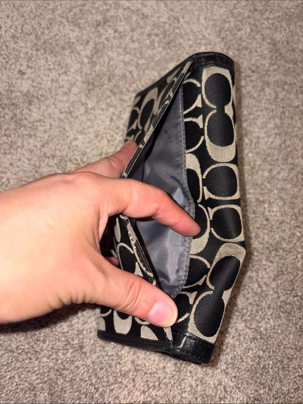 Coach Vintage Y2K Black Signature Jacquard Slim Envelope Wallet